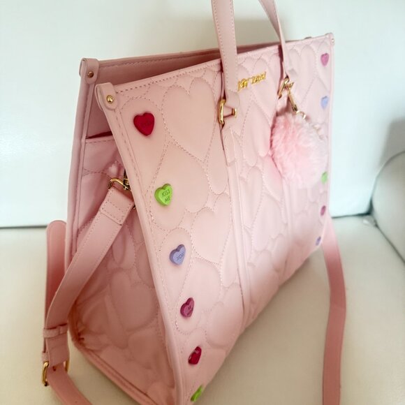 NWT BETSY JOHNSON xomattie Pink Tote Valentines Handbag Sweethearts Candy Hearts - Picture 2 of 7